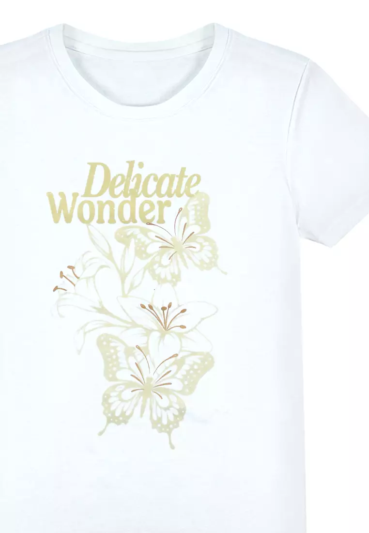 Ladies White Graphic T-shirt "Delicate Wonder"