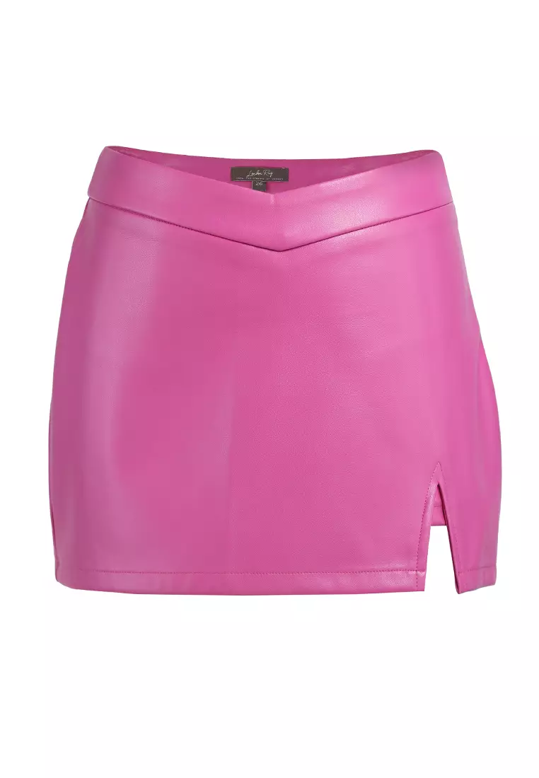 Bright Pink Mid-Waist Solid Mini Skirt