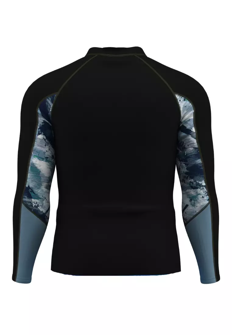 Water Splash Blue Long Sleeves Rash Guard