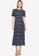MISSGUIDED navy Flutter Sleeve Ditsy Midi Dress 69A53AAF120644GS_1