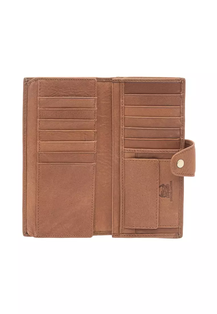 LancasterPolo Top Grain Cow Leather Unisex Bifold Long Wallet with Snap Closure PWB 20871