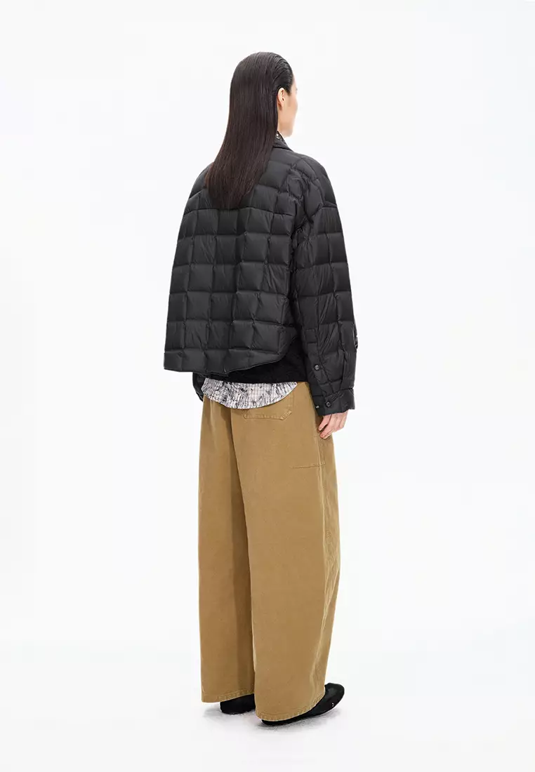 Blend 95% White Goose Down Direct-Fill Fabric Oversized Short Down Jacket