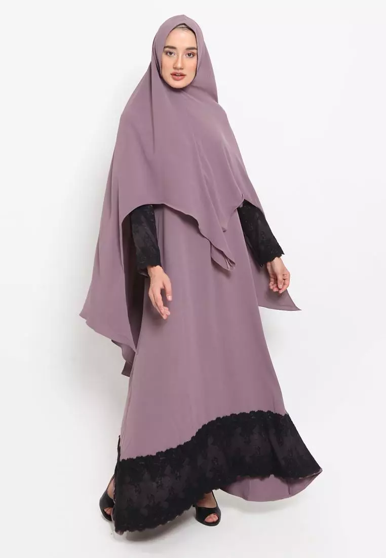 Queenza Set Gamis Wanita Muslimah By Zayidan Adzkia Brukat - Rose Taupe
