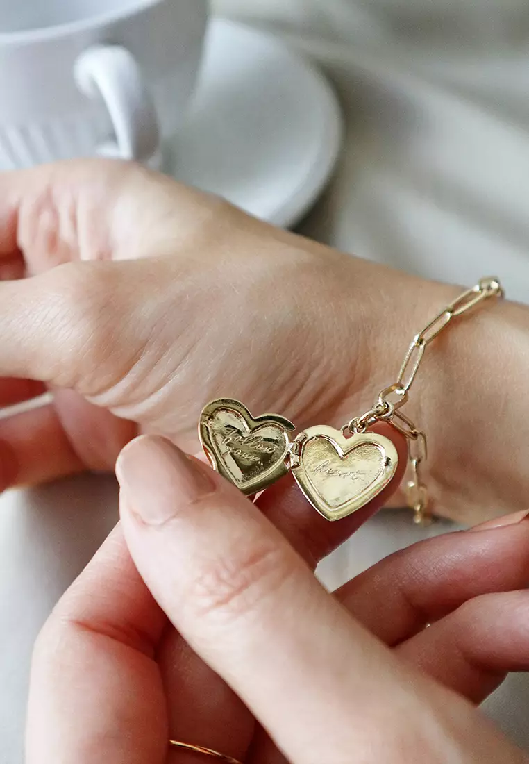 Wanderlust + Co Heart Locket Bracelet