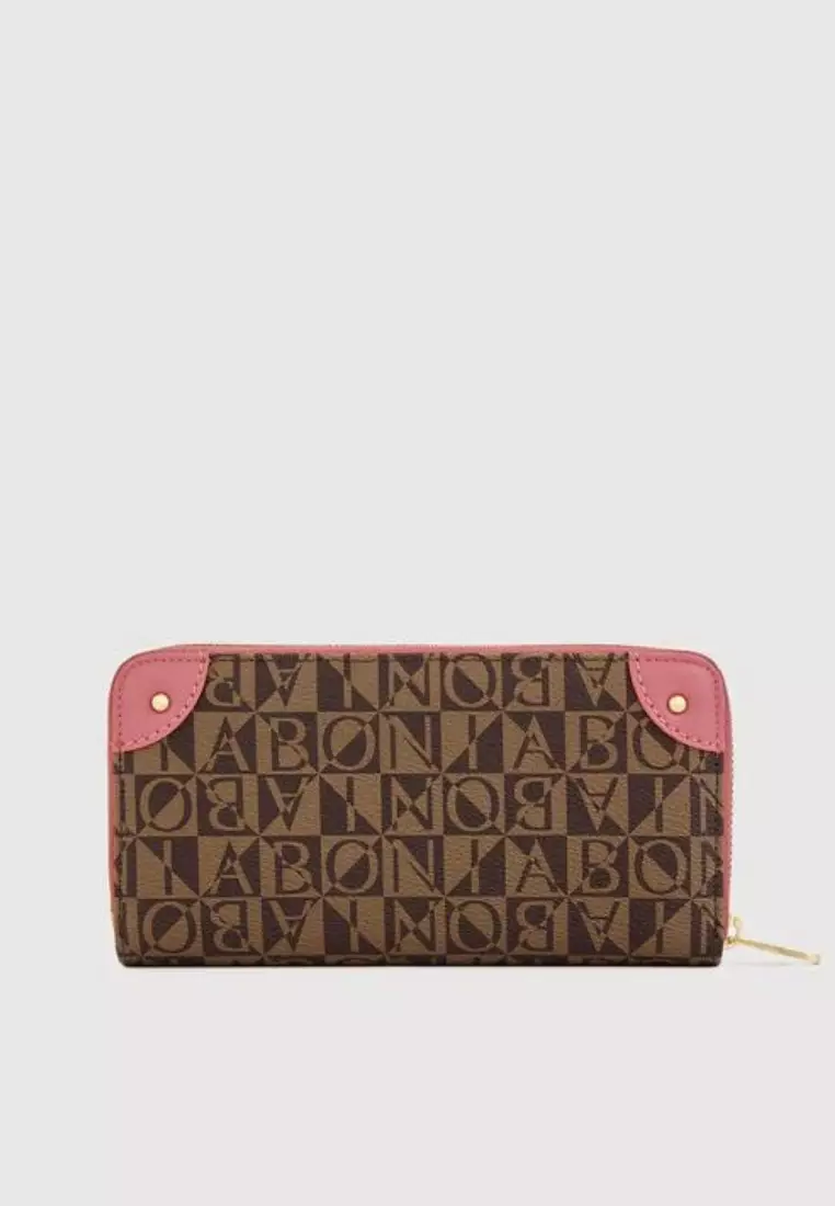 Lita Monogram Long Zipper Wallet Blush Pink