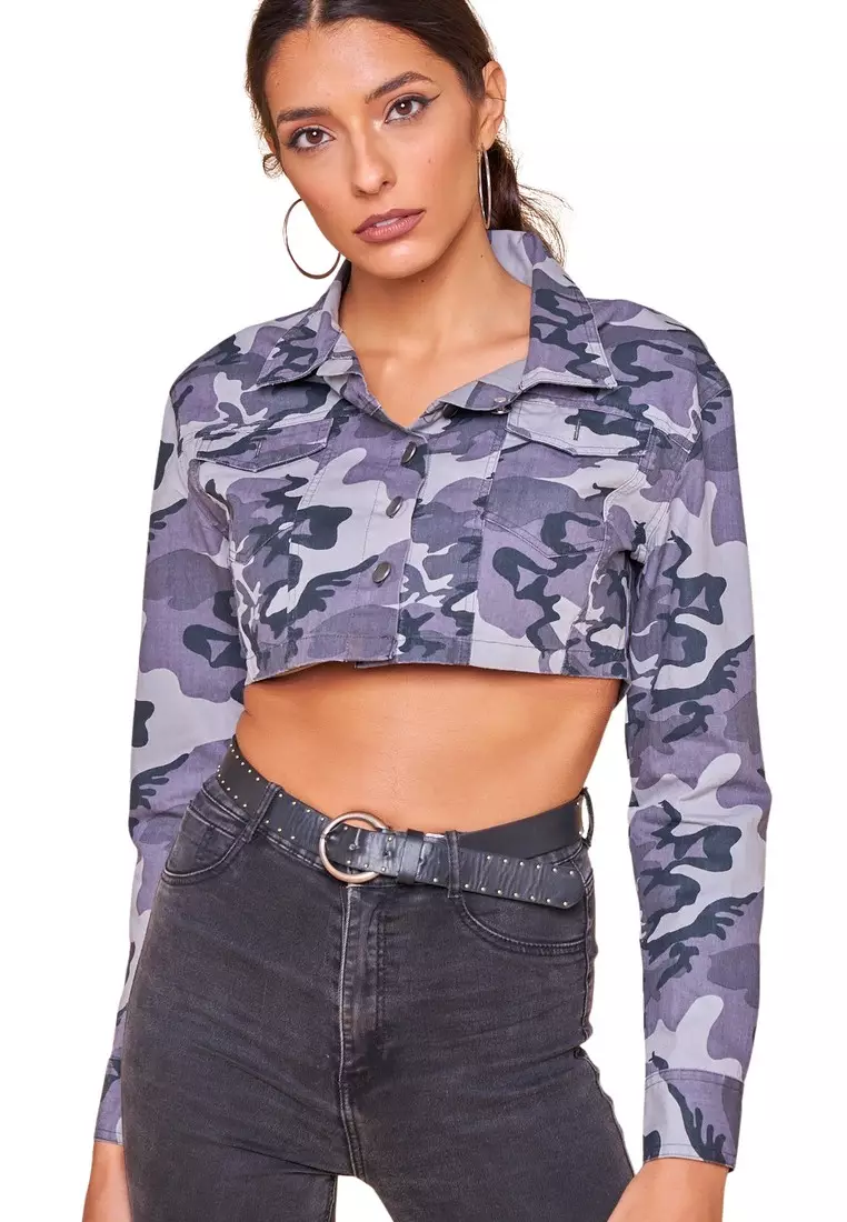 Red camo top jacket womens