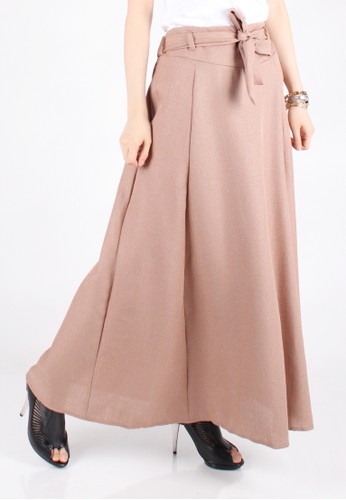 Linen Bowtie Maxi Skirt - Camel