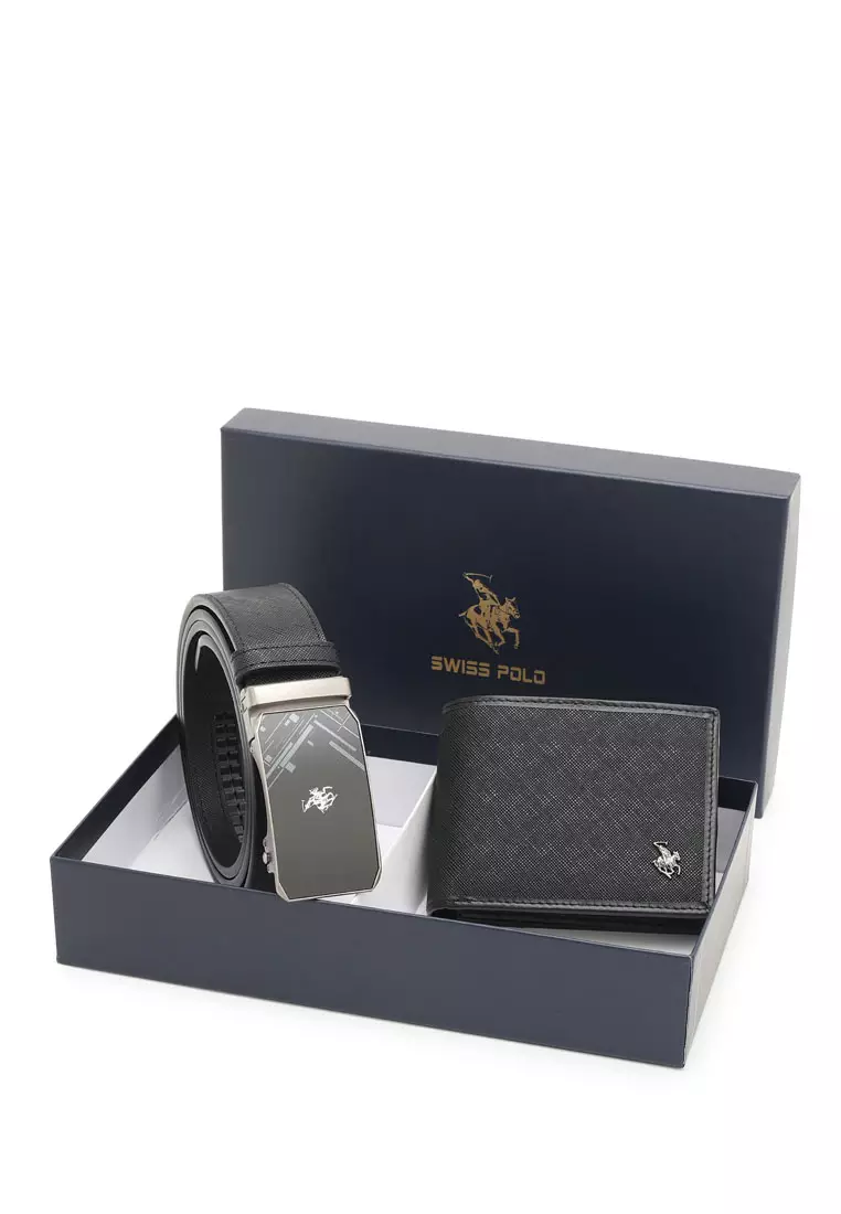 Swiss Polo Gift Set - Bi-Fold Wallet & 40MM Automatic Buckle Belt - Black  2024, Buy Swiss Polo Online