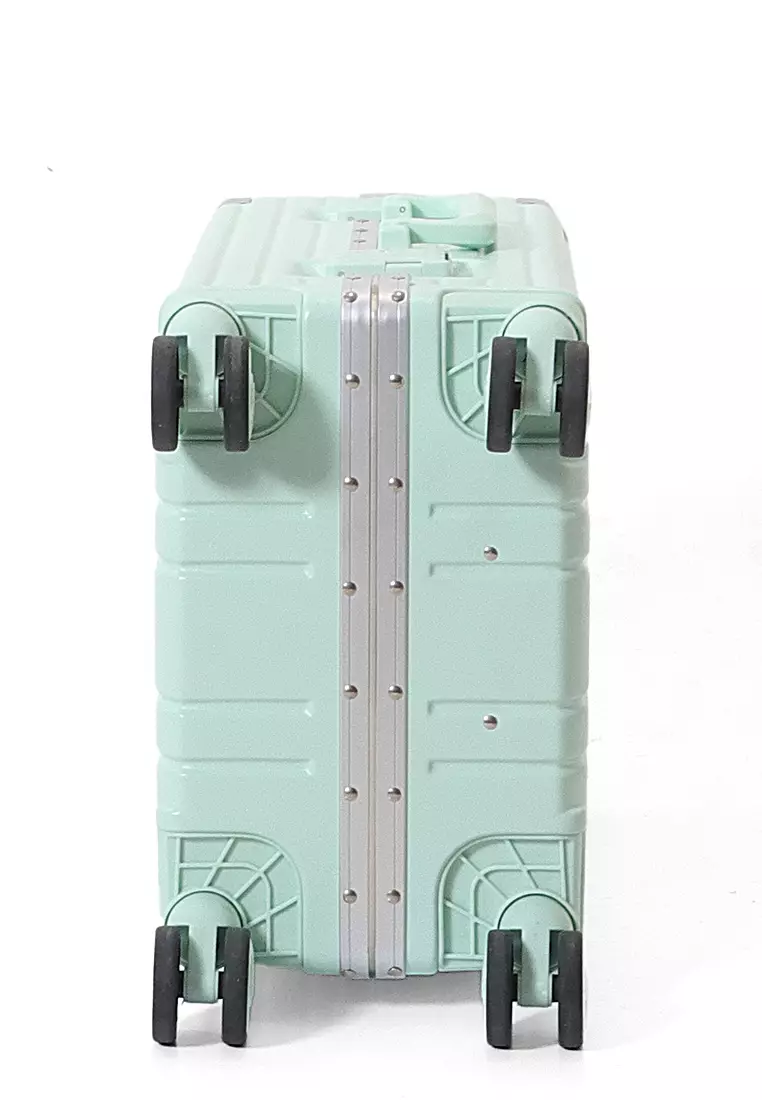 Hamlin Barayev Koper Alumunium Frame Size 20 Inch Travel Bag Unisex Large Compartment  TSA Lock Material Polycarbonate ORIGINAL - Green