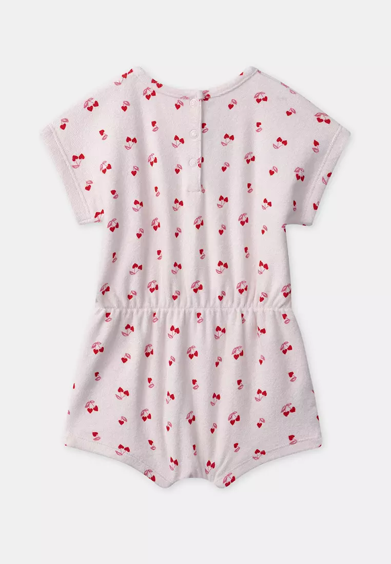 Short cherry and heart print jumpsuit