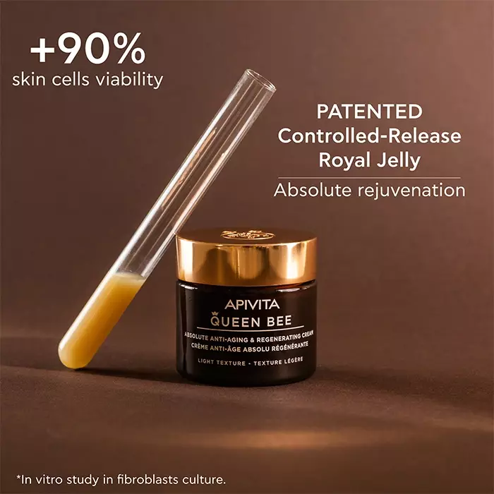 Apivita Queen Bee Absolute Anti-Aging & Regenerating Cream Light Texture 50 ml | Krim Anti Aging Tekstur Ringan Mengurangi Kerutan Mengencangkan Kulit Mengangkat Kontur Wajah
