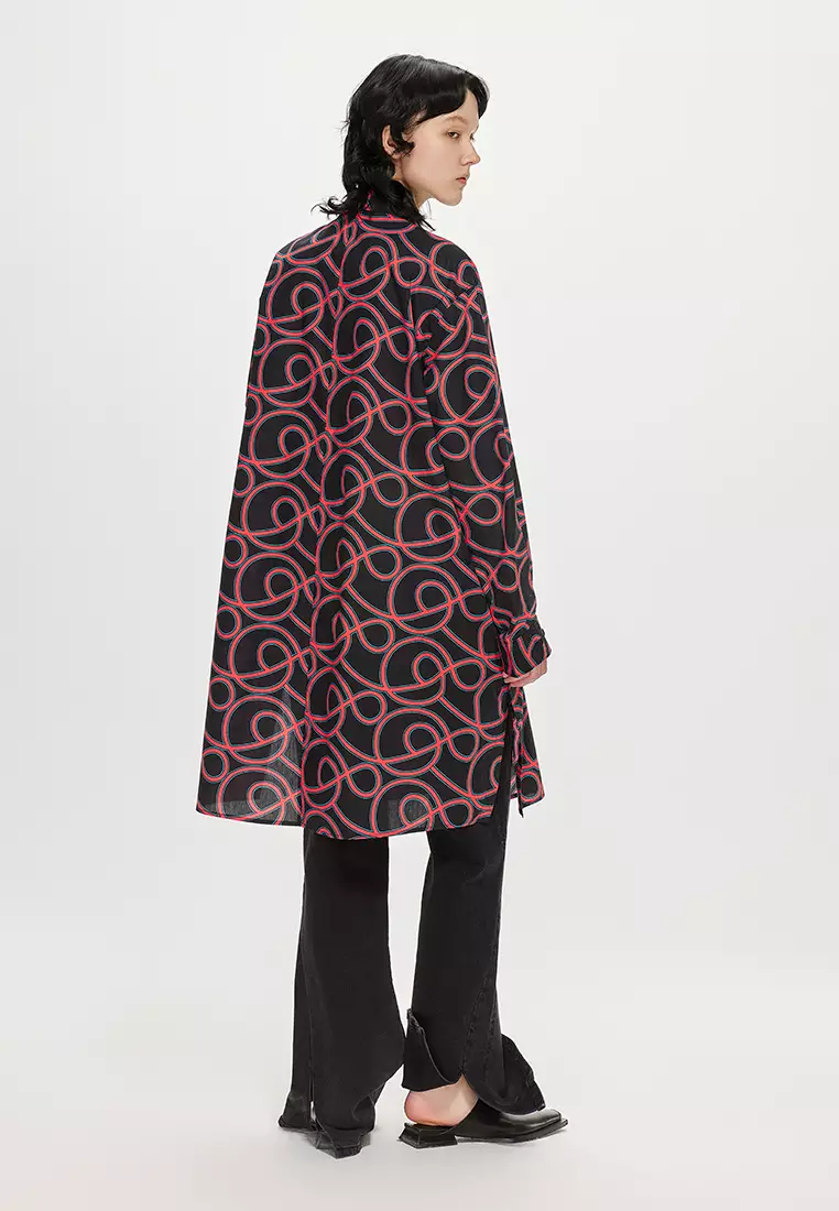 H型寬鬆日常休閒長袖連衣裙