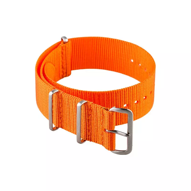 Tali / Strap Jam Tangan Martini Nato 22mm Orange Nylon Silver Buckle NF-5Y-NU3B-22X22