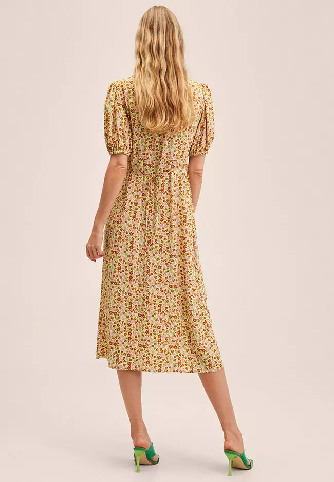 Printed Dress With Balloon Sleeves