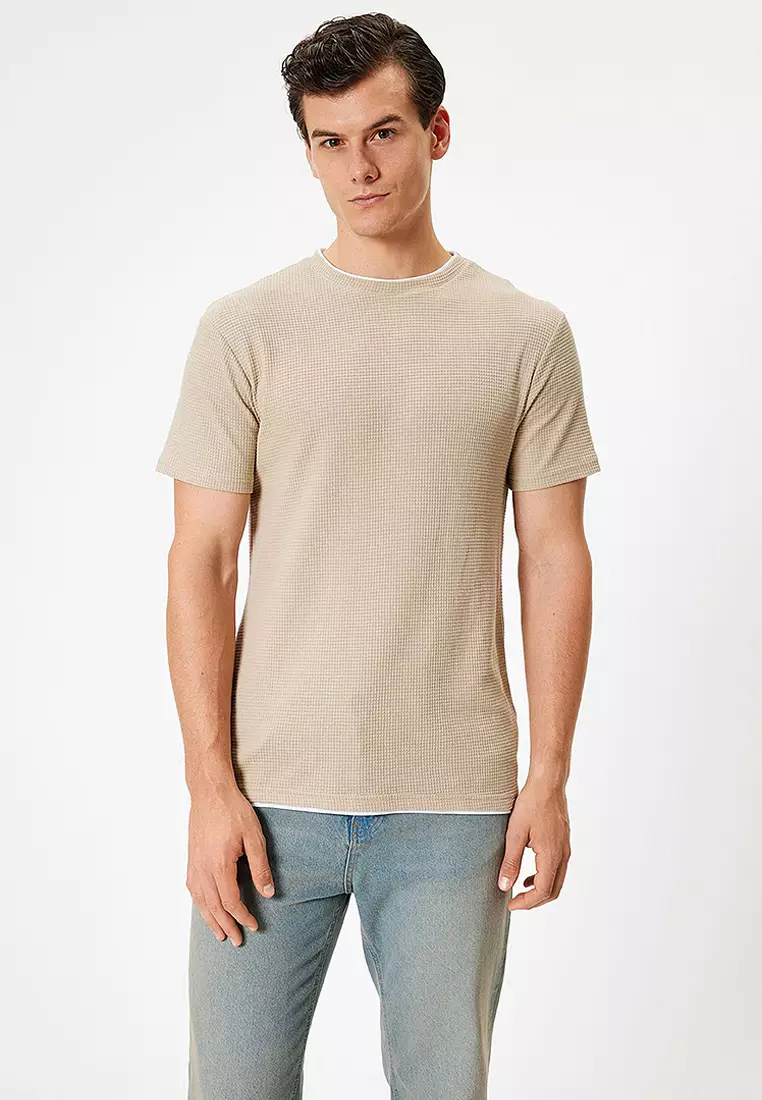 Buy KOTON Slim Fit T-Shirt Short Sleeve Crew Neck Cotton Online