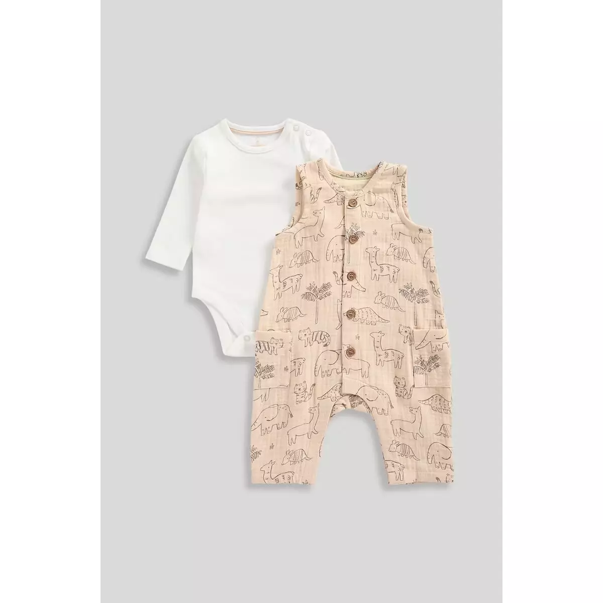 Mothercare Romper and Bodysuit Set - Set Baju Bayi Laki-laki (Cokelat)