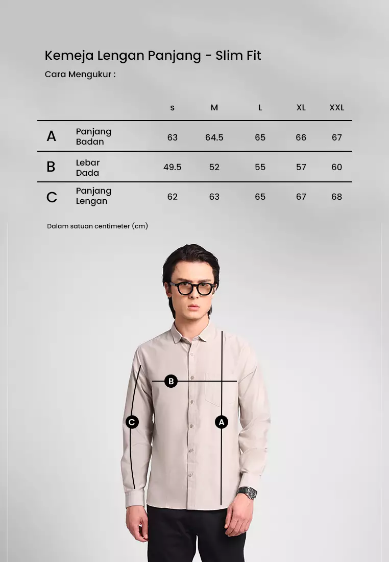 Manzone Kemeja Lengan Panjang Pria Slim Fit Foxy - Beige