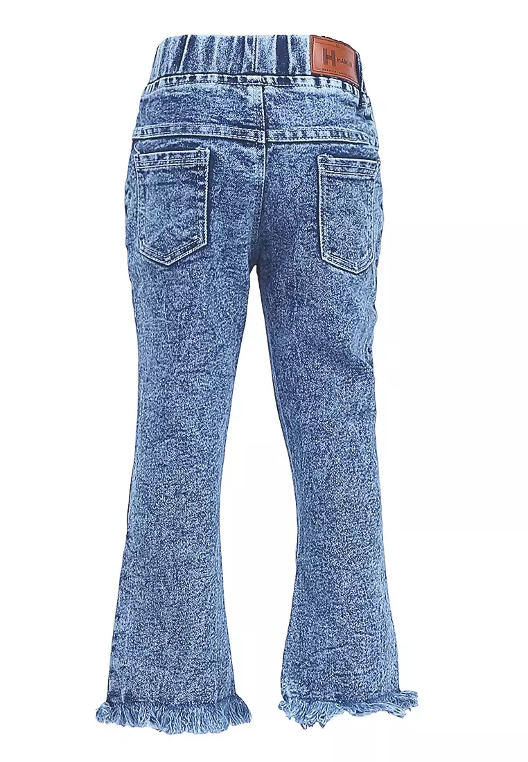Yocelyn Celana Jeans Cutbray Anak Perempuan Kid Long Pants Polos Material Denim ORIGINAL - Snow