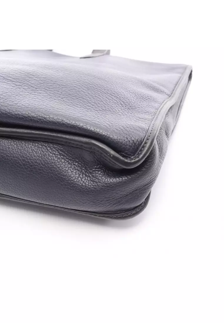 Pre-Loved LOEWE Toledo Briefcase Business bag leather Navy black