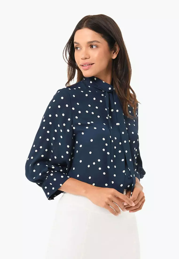 Karis Polka Dot Short Sleeve Blouse