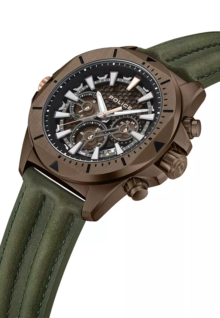Police Electrical Brown Leather Analog Quartz Watch For Men PPEWGF0054502