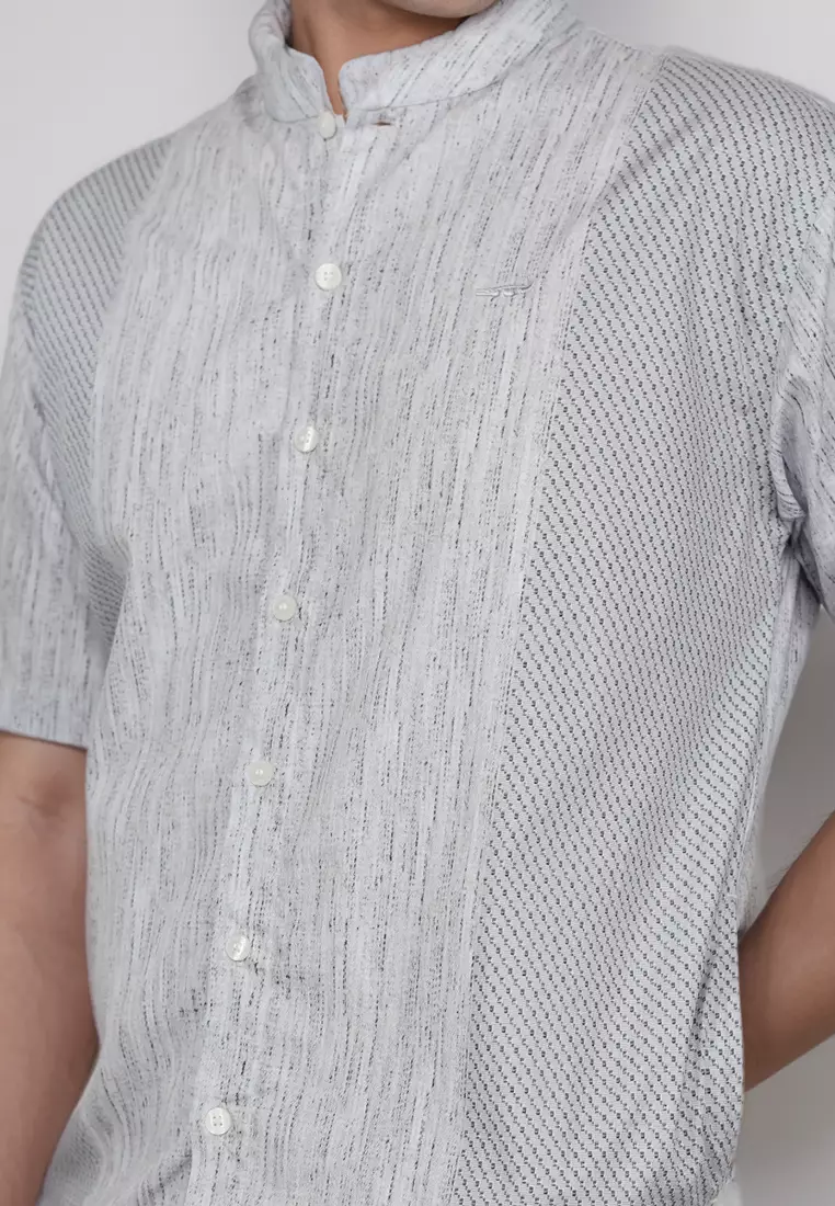 Crocodile KOKO Katun | Lengan Pendek Corak Kontemporer Kemeja | Relax Fit 1182