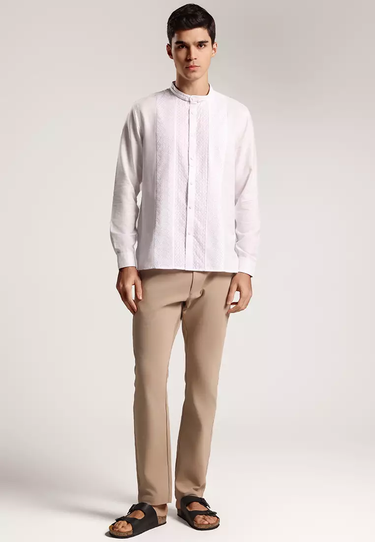 MOC Kemeja Koko Lengan Panjang Pria Allepo - White
