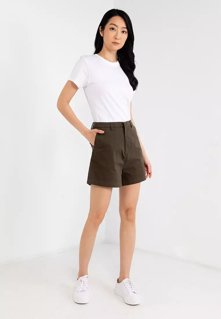 Hi Rise Twill Shorts