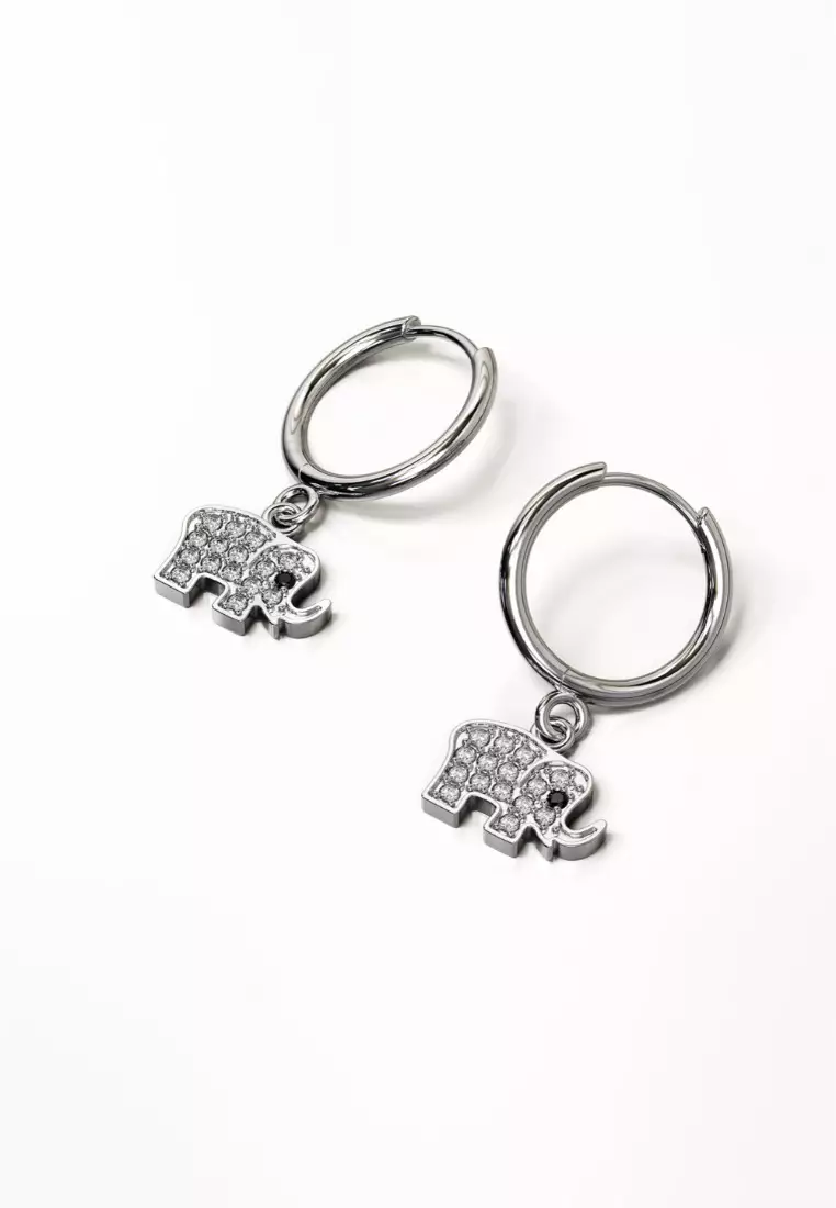 Solid 925 Sterling Silver Elly Zircon Huggie Earrings Silver