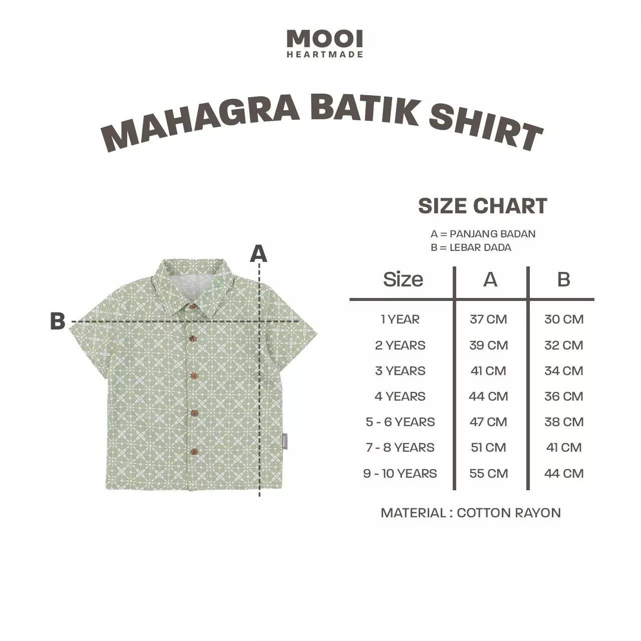 Mooi Atasan Batik Kemeja Anak Laki-Laki Mahagra Batik Shirt - Khaki