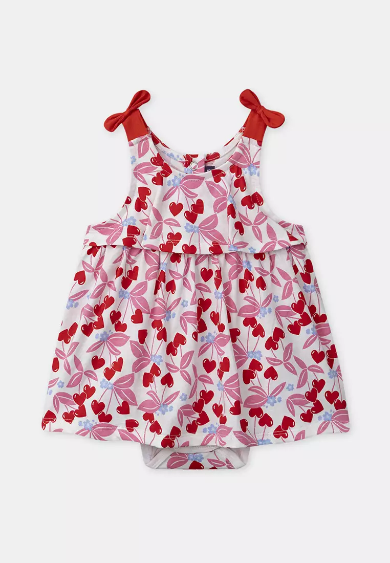 Cherry and heart print bodysuit dress