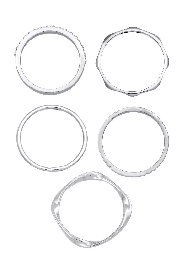 Set Cincin Ring Perak 925 Wanita Kristal Swarovski® Stacking