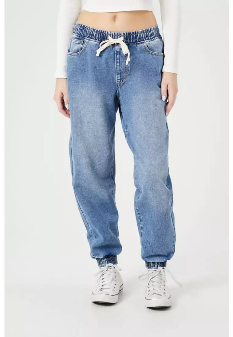 Drawstring sale denim joggers