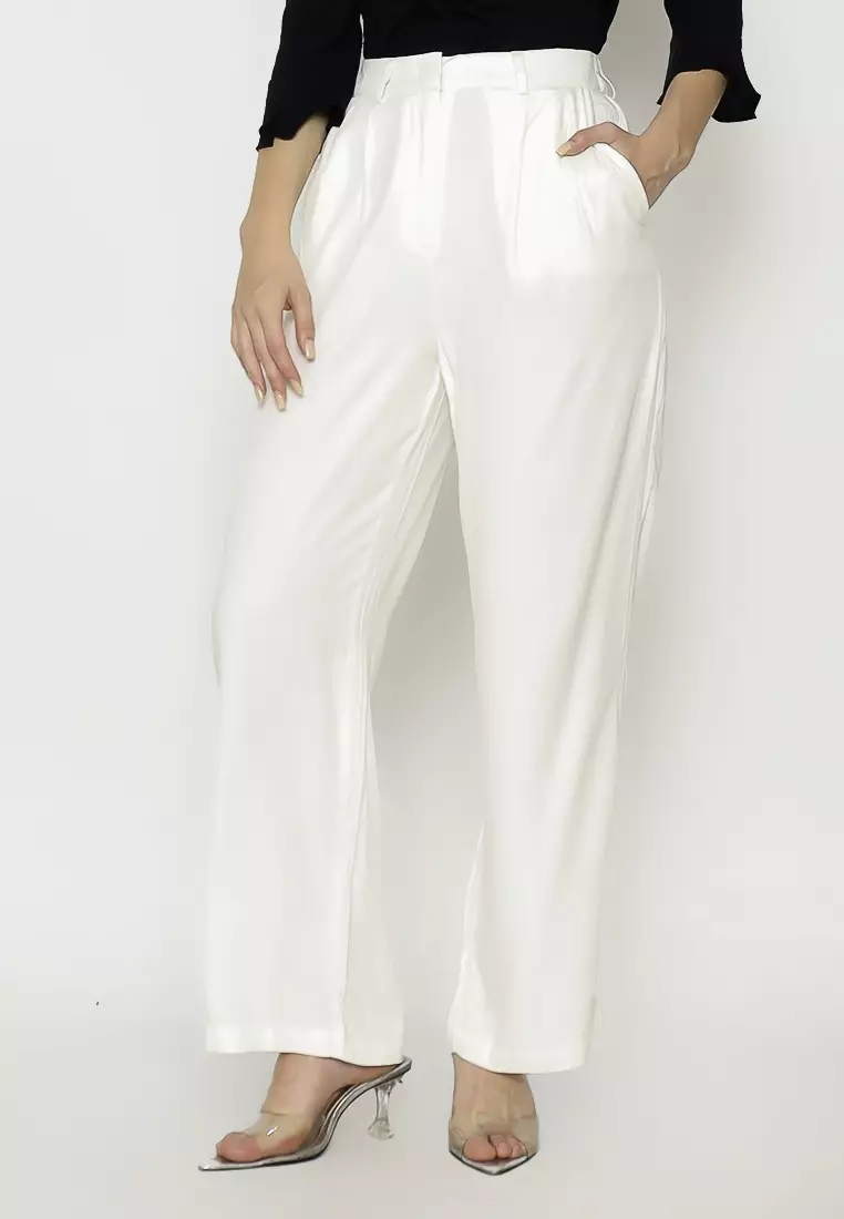 Urban Exchange Noya White Palazzo Pants - Celana Panjang Putih Broken White