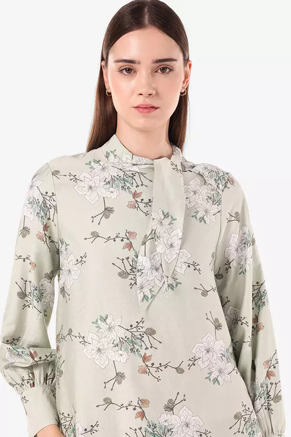 Minimal Camille Tie Blouse Green Light Colour Green_Light