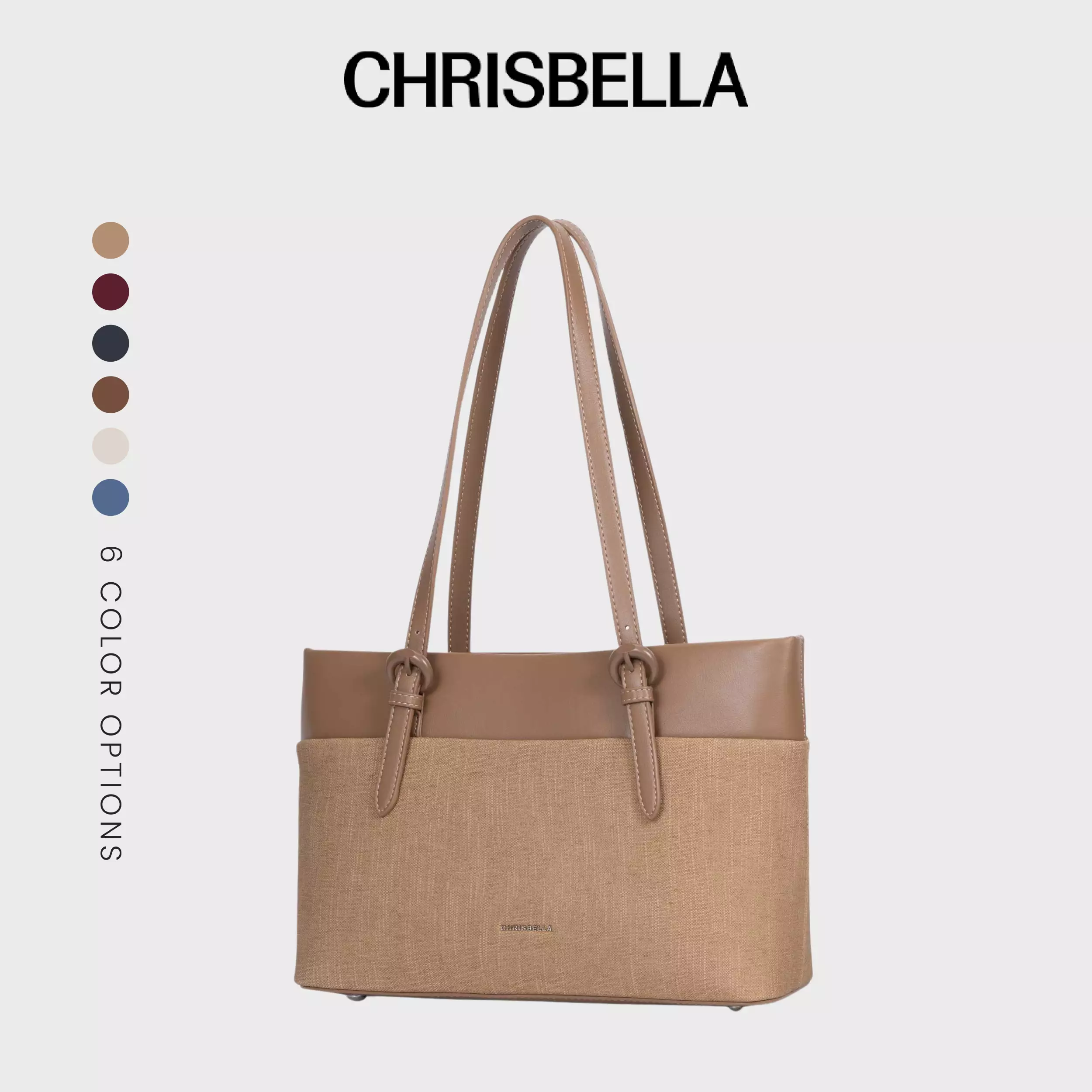 CHRISBELLA LENA WORK TOTE SET - KHAKI