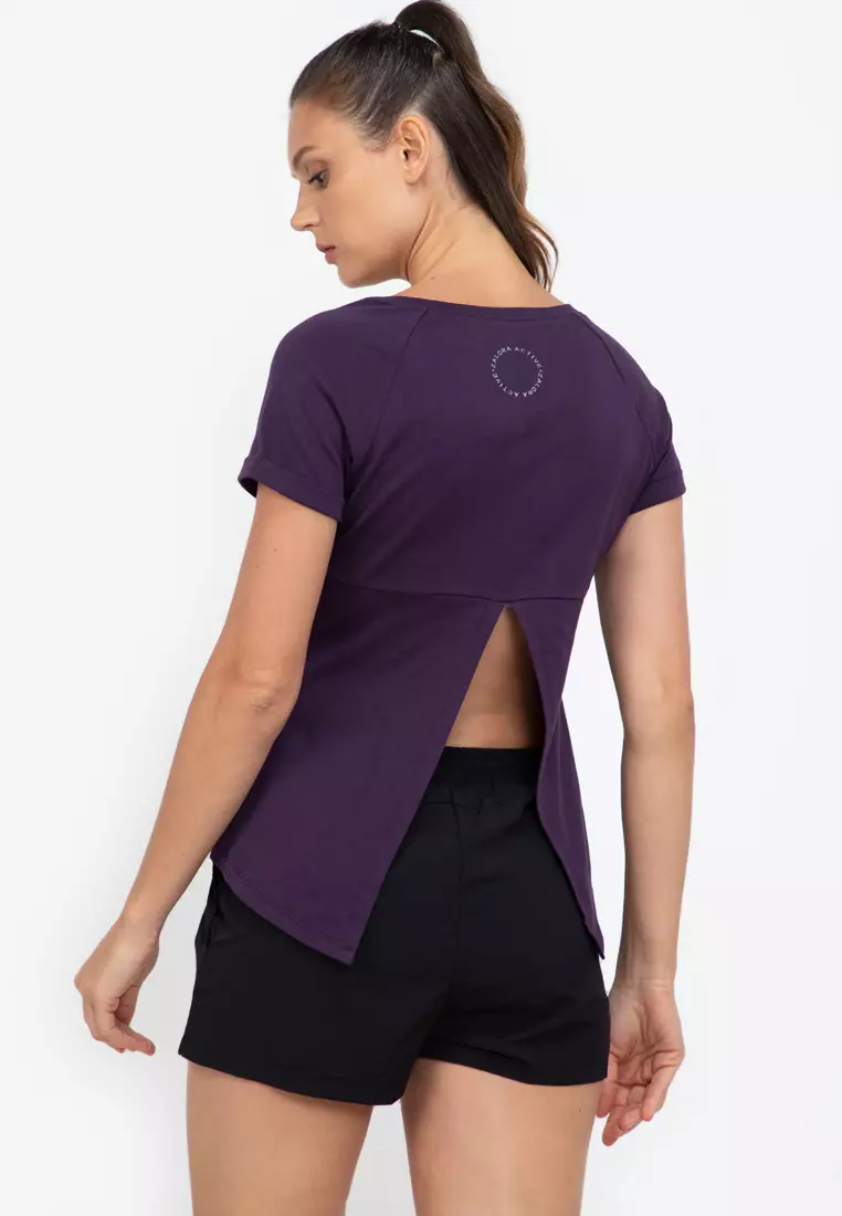 Buy ZALORA ACTIVE Open Back Slit Short Sleeve T Shirt 2024 Online