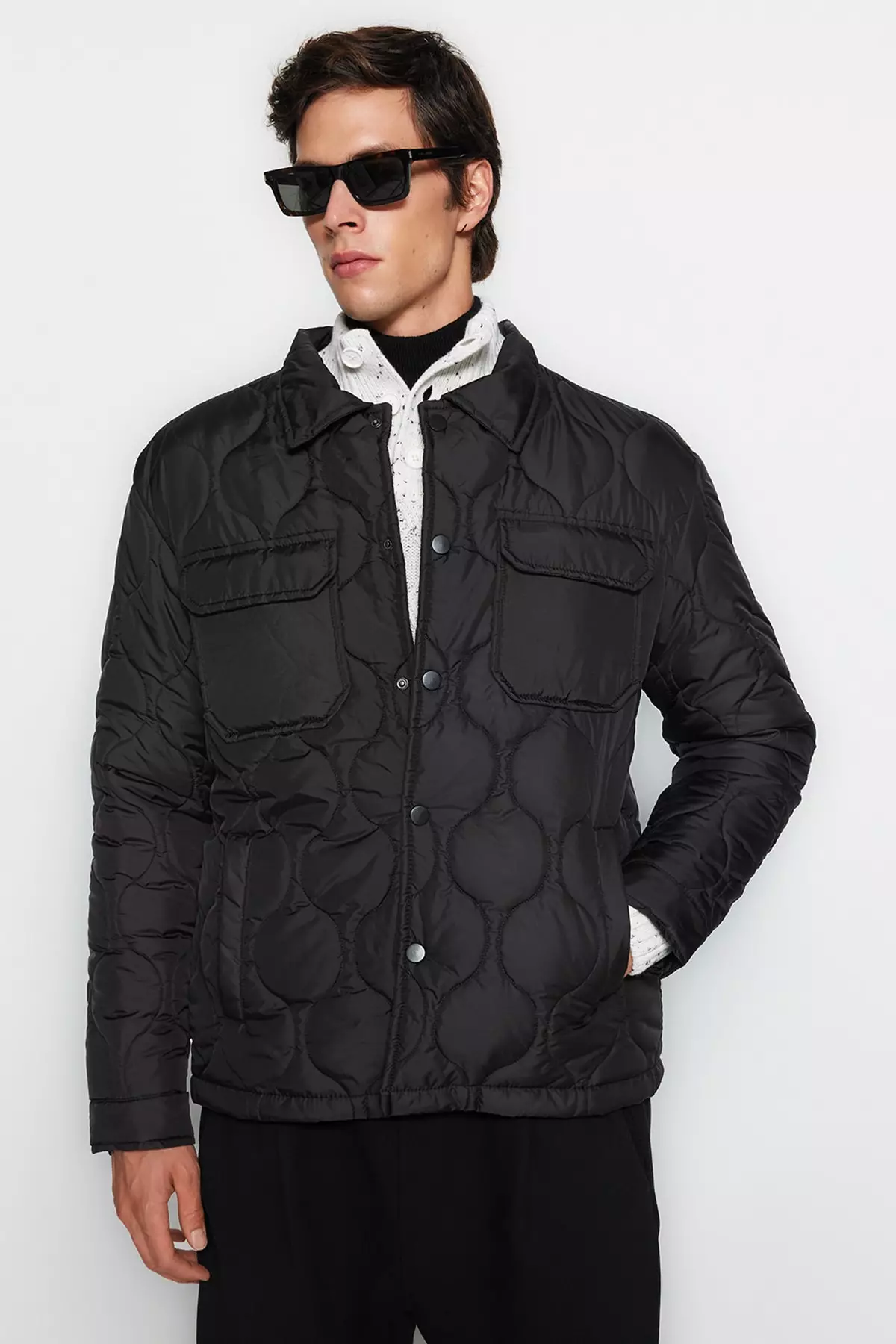 Mens black new arrivals quilted coat