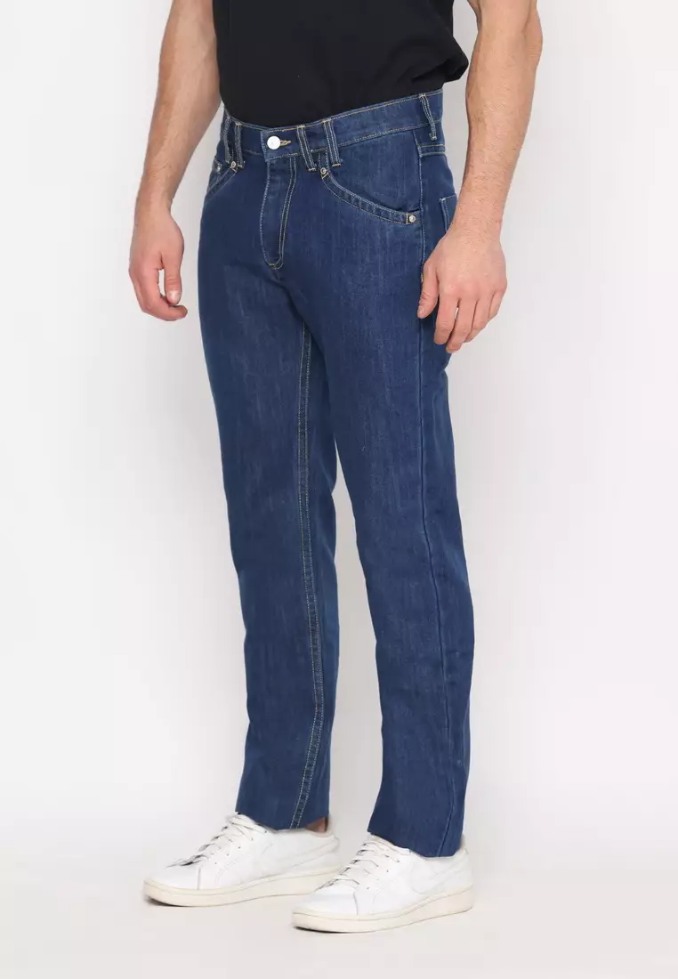 POLICE Celana Jeans Panjang V Pocket Dark Pria