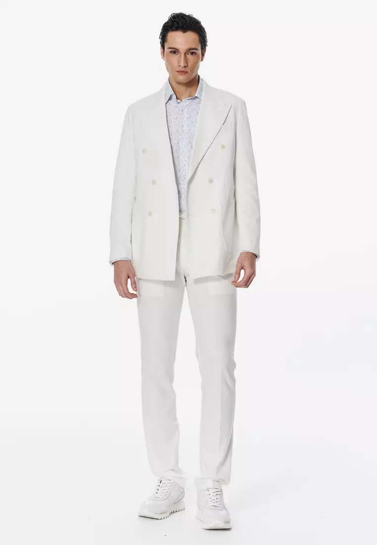 米白寬鬆休閒西裝外套