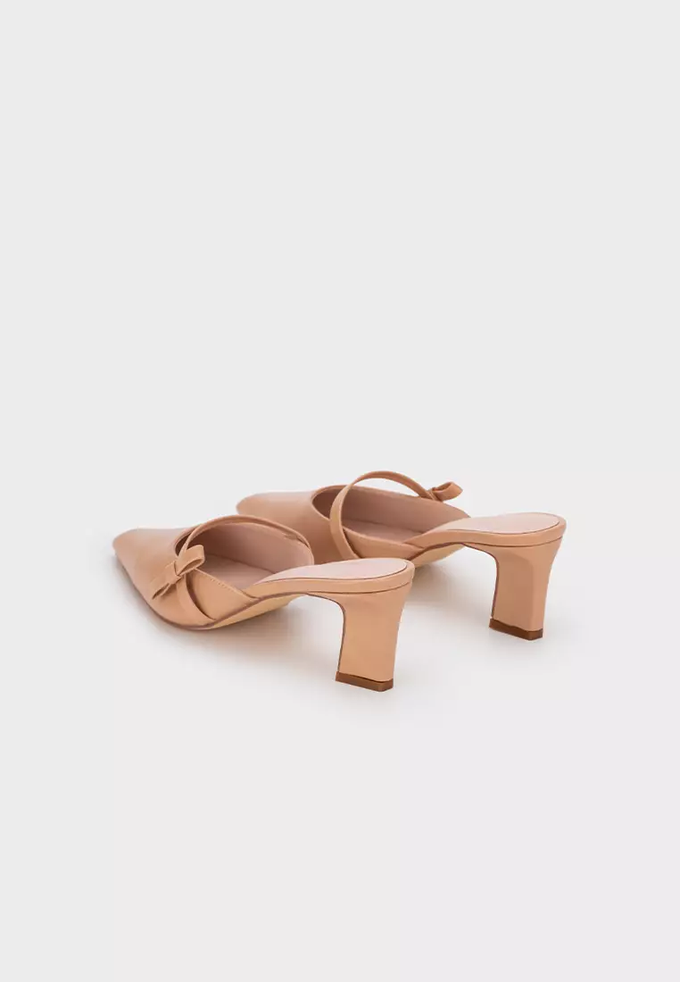 SCULPTURE HEEL MULE WITH BOW DETAIL