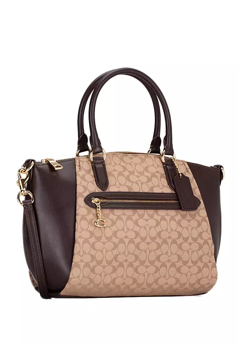Coach signature jacquard elise satchel store
