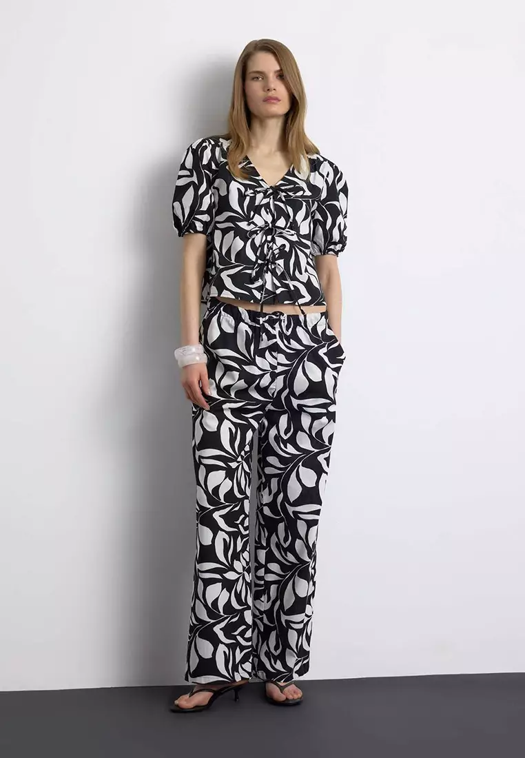 Wide Legs Poplin Long Pants