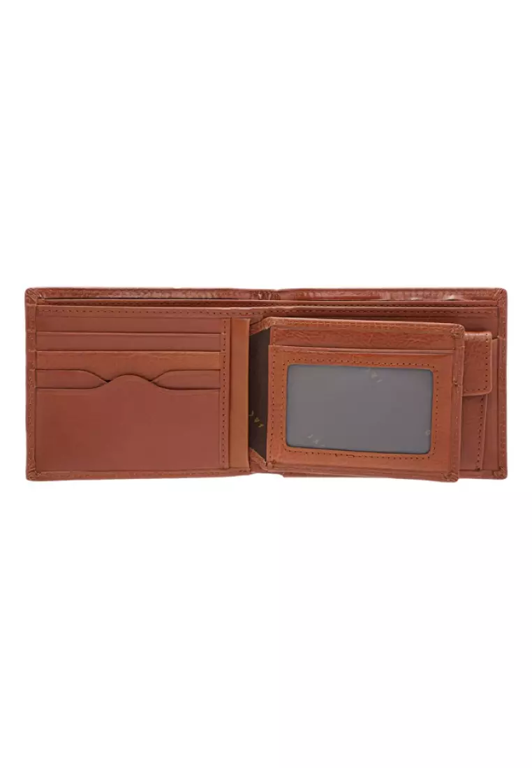 Vegetable Tanned Leather ID Coin Bifold Wallet JWC 30862
