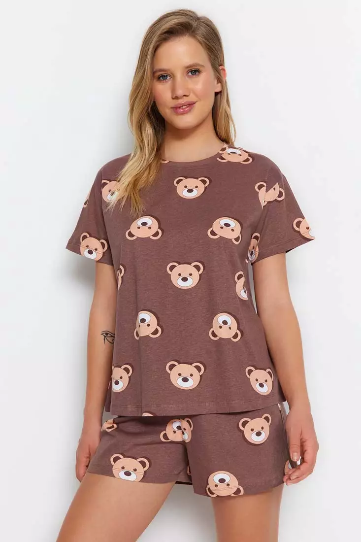 Teddy Bears Printed T-Shirt and Shorts Pajama Set