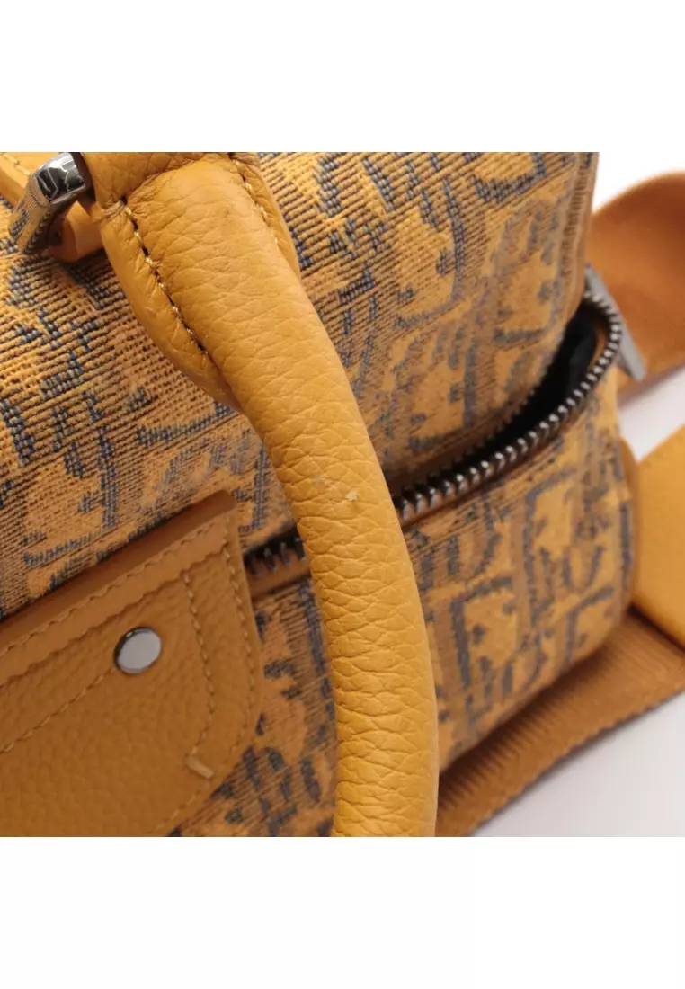 Pre-Loved Christian Dior Rango 26 Handbag canvas leather yellow Navy