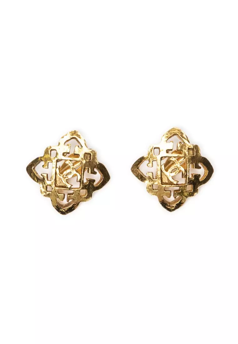 Pre-Loved CC Square Clip On Earrings