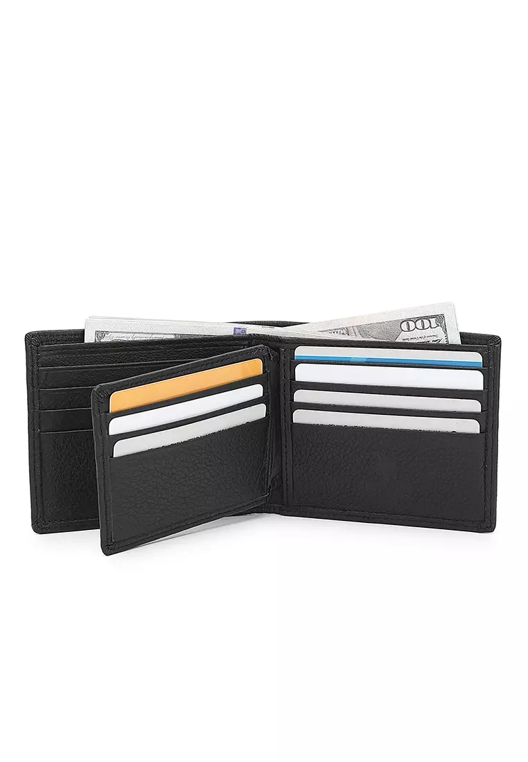 Genuine Leather RFID Short Wallet (真皮錢包) - 黑色