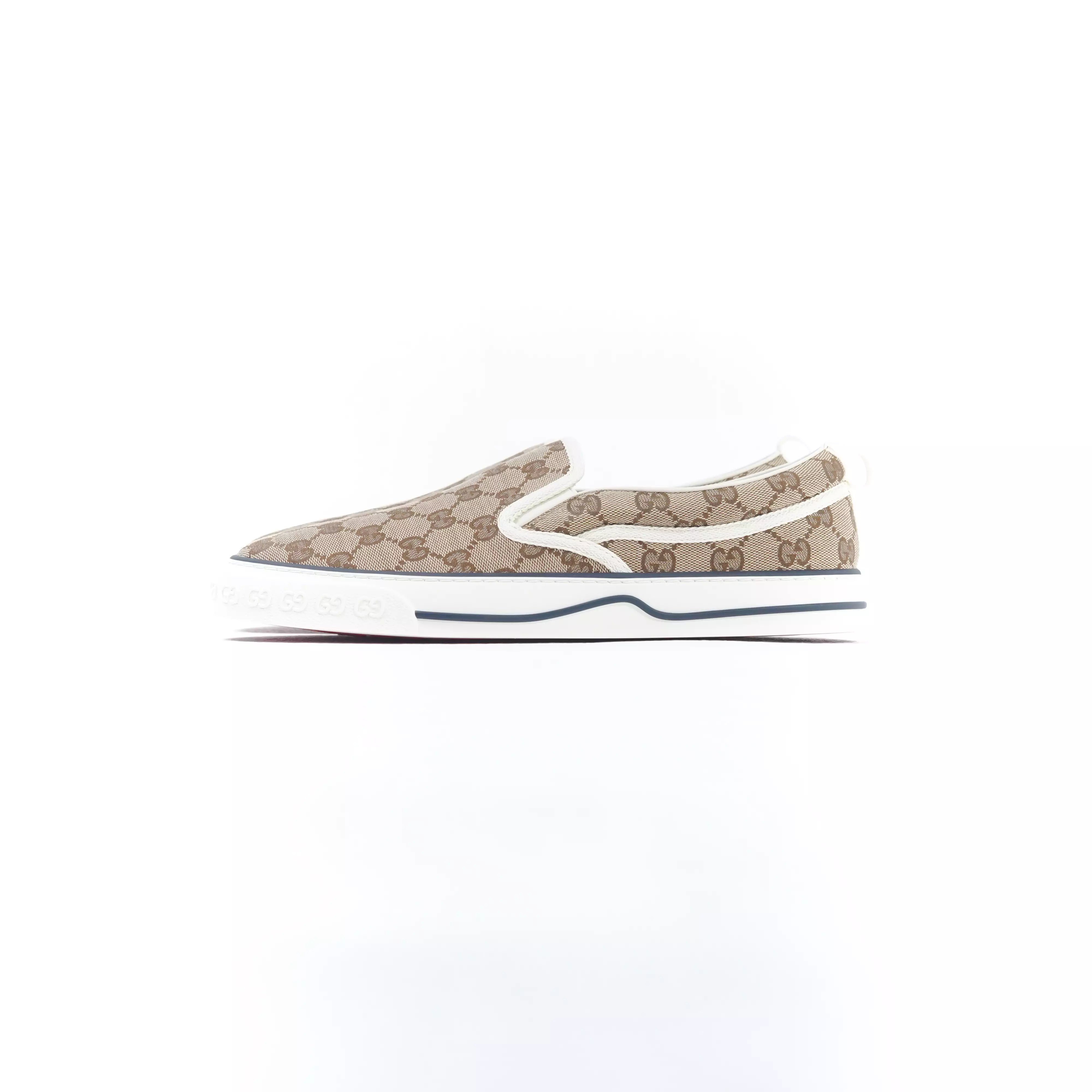 Sepatu GUCCI GG MONOGRAM BEIGE WHITE SLIP ON 100% ORIGINAL