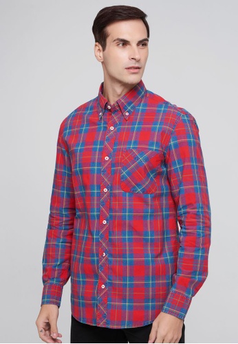 United Colors of Benetton red Check Chambray Shirt B2682AA2F94D30GS_1